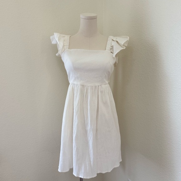 NWT White Bella Bow Back Ruffle Sleeve Mini Dress Women’s Size Small - Picture 10 of 14